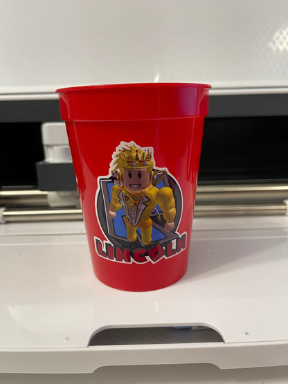 Vaso de plástico rojo para estadio para gamers (paquete de 8)