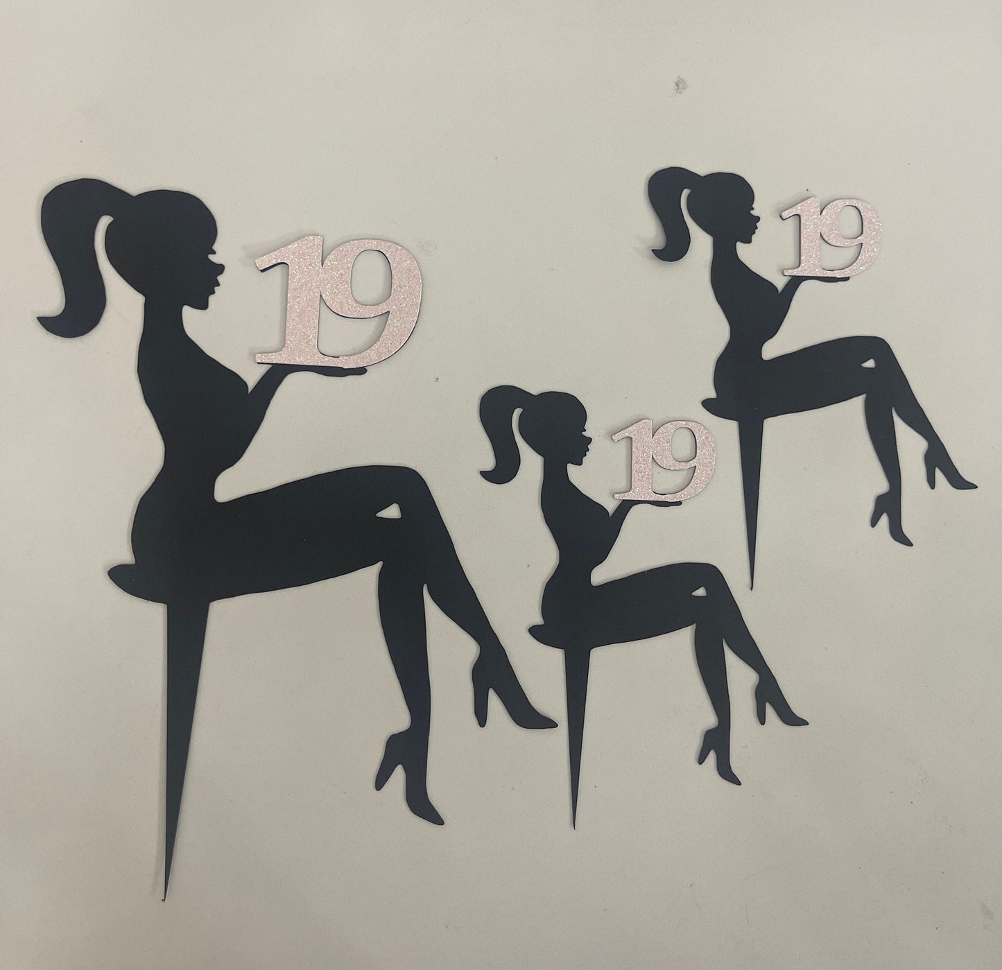 Sitting girl cake silhouette, girl silhouette, black cake topper, glamour girl, girl birthday decor, silhouette topper