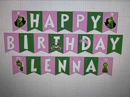 Banner de feliz cumpleaños del Grinch