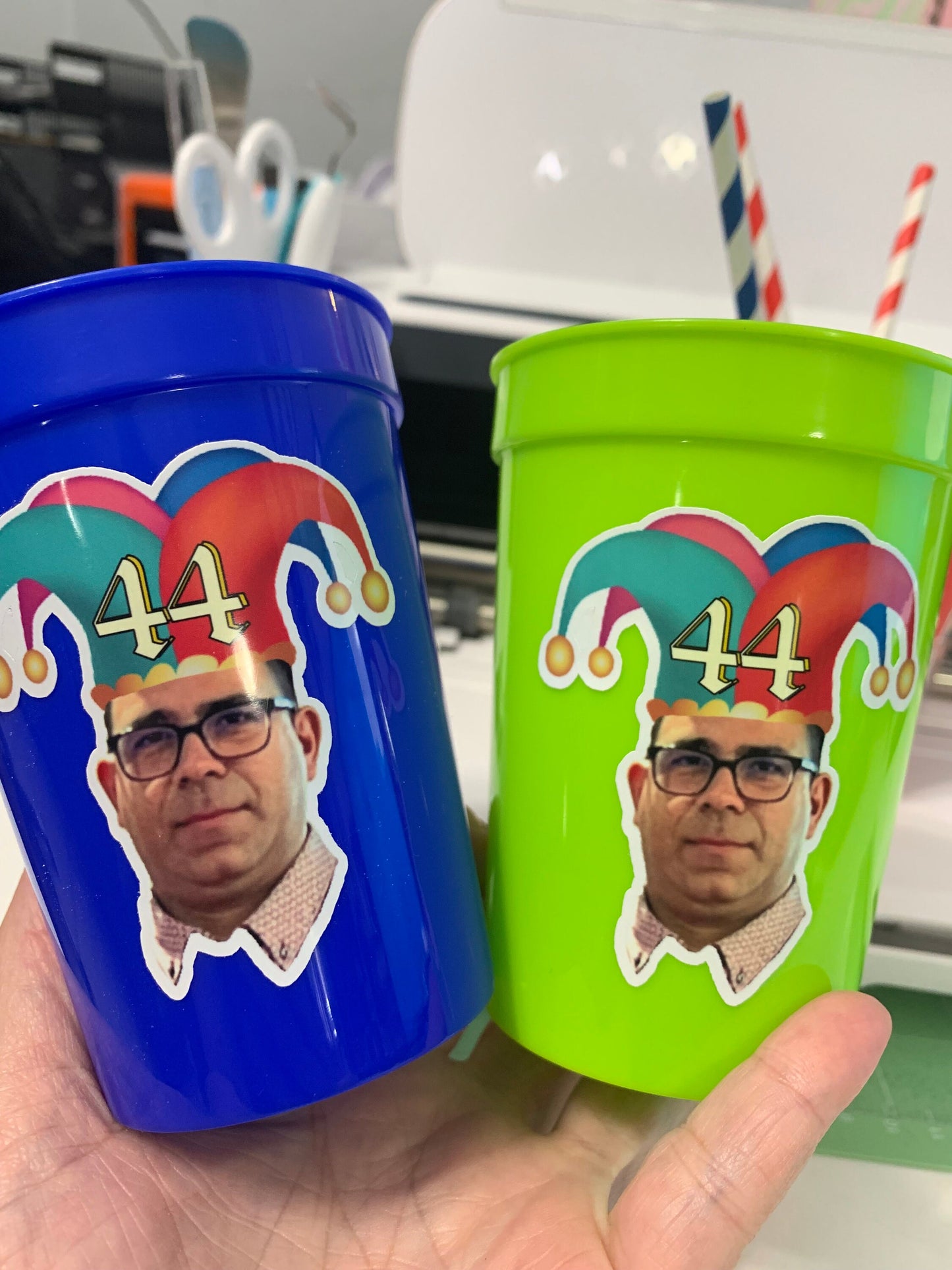 Birthday Face Plastic Cups, Custom Birthday Cups, Personalized Any Birthday Decorations