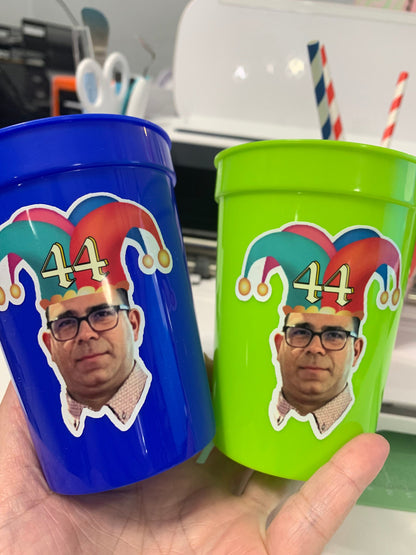 Birthday Face Plastic Cups, Custom Birthday Cups, Personalized Any Birthday Decorations