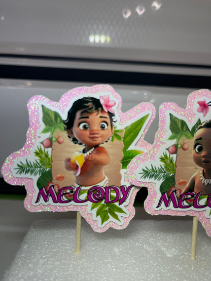 Baby Island Girl Cupcake Topper, Baby Island Party Decoration