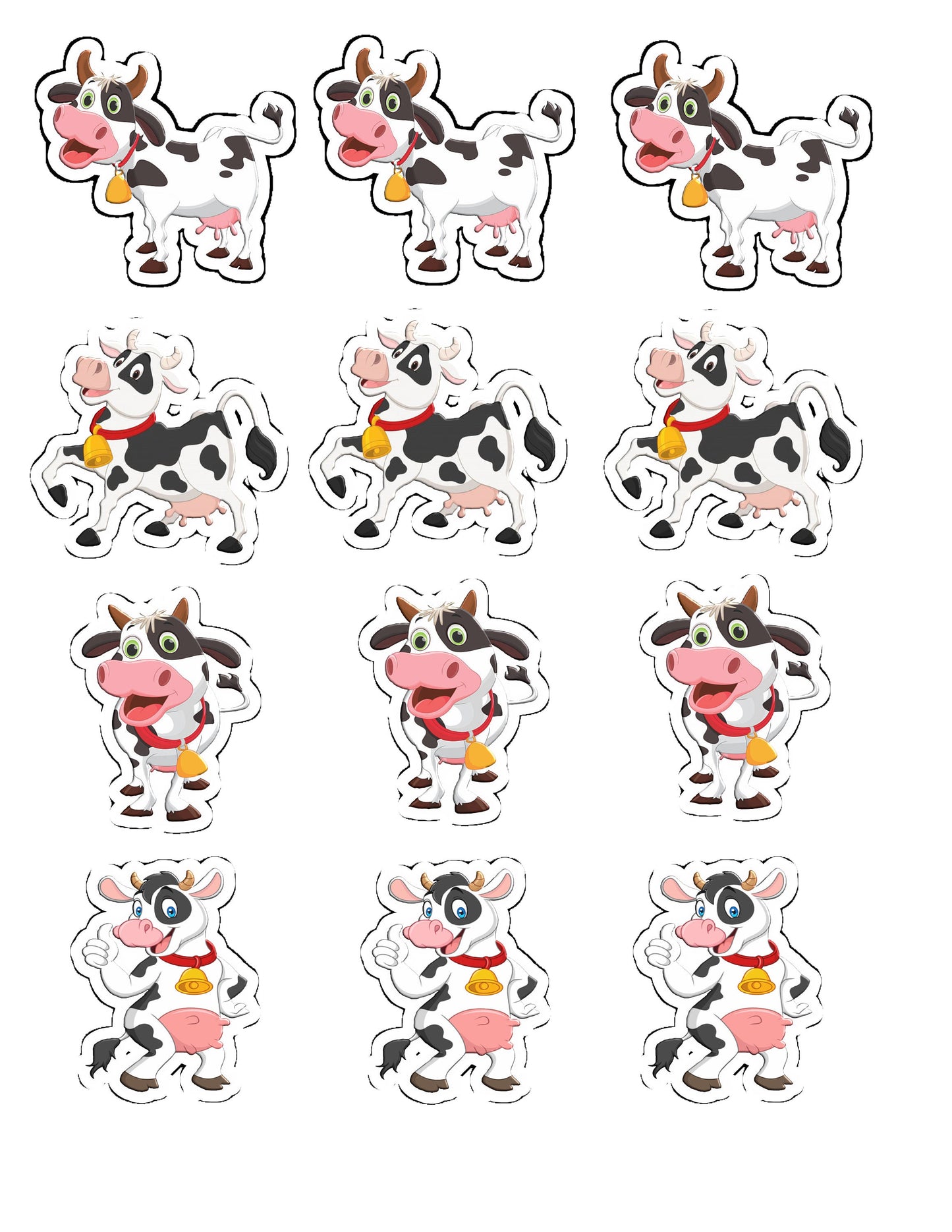 Cute Cows Cupcake Toppers (package of 12) Digital Version