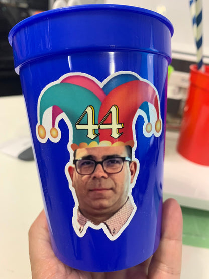 Birthday Face Plastic Cups, Custom Birthday Cups, Personalized Any Birthday Decorations