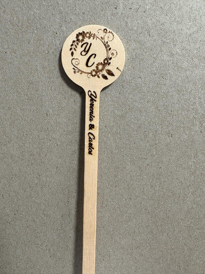 Custom Wooden Drink Stirrers – Eco-Friendly Engraved Cocktail Sticks – Sets of 25, 50, 100+