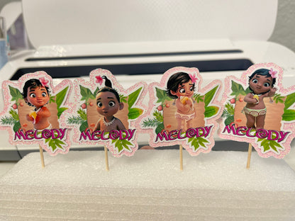 Baby Island Girl Cupcake Topper, Baby Island Party Decoration
