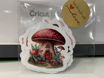 Cute Mushroom Homes Stickers Package, aesthetic gifts for any party, vinyl stickers for laptop and notebook: (12 pieces)