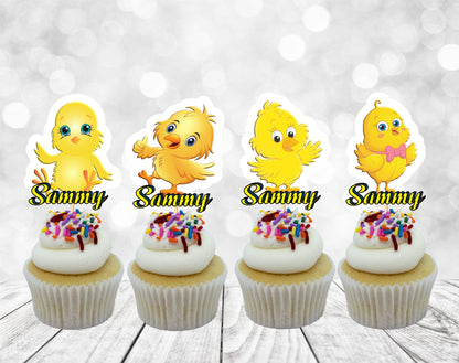 Cute Chickens Cupcake Toppers, Chickens Party Decoration, Little Chickens Party (package of 12)