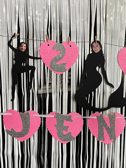 Black Funny Silhouette for Birthday Girls, Black Silhouette Decoration, Custom Silhouette Decoration with Youth Girl Face (Package of 9)