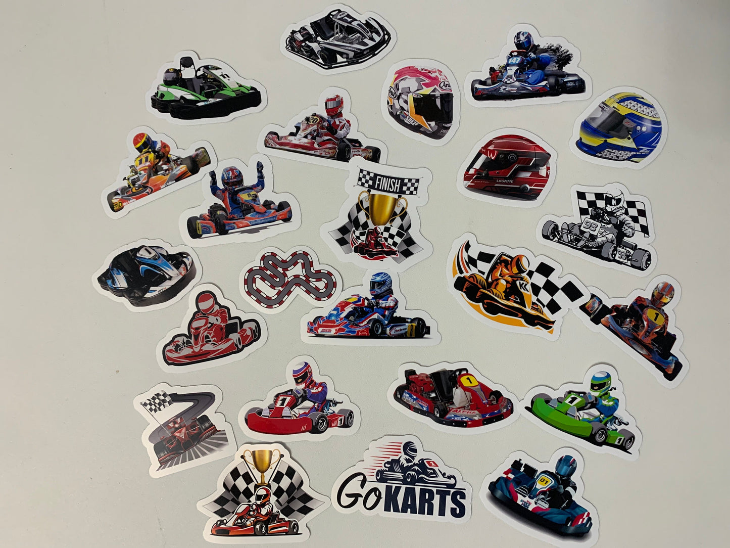 Go Kart Stickers Package, aesthetic gifts for kid's party, vinyl stickers for laptop and notebook: (24 pieces)