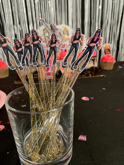 Funny Drink Stirrers Personalized Face Custom Party Decorations. Funny Stirrers Drink Decor (Package of 12)