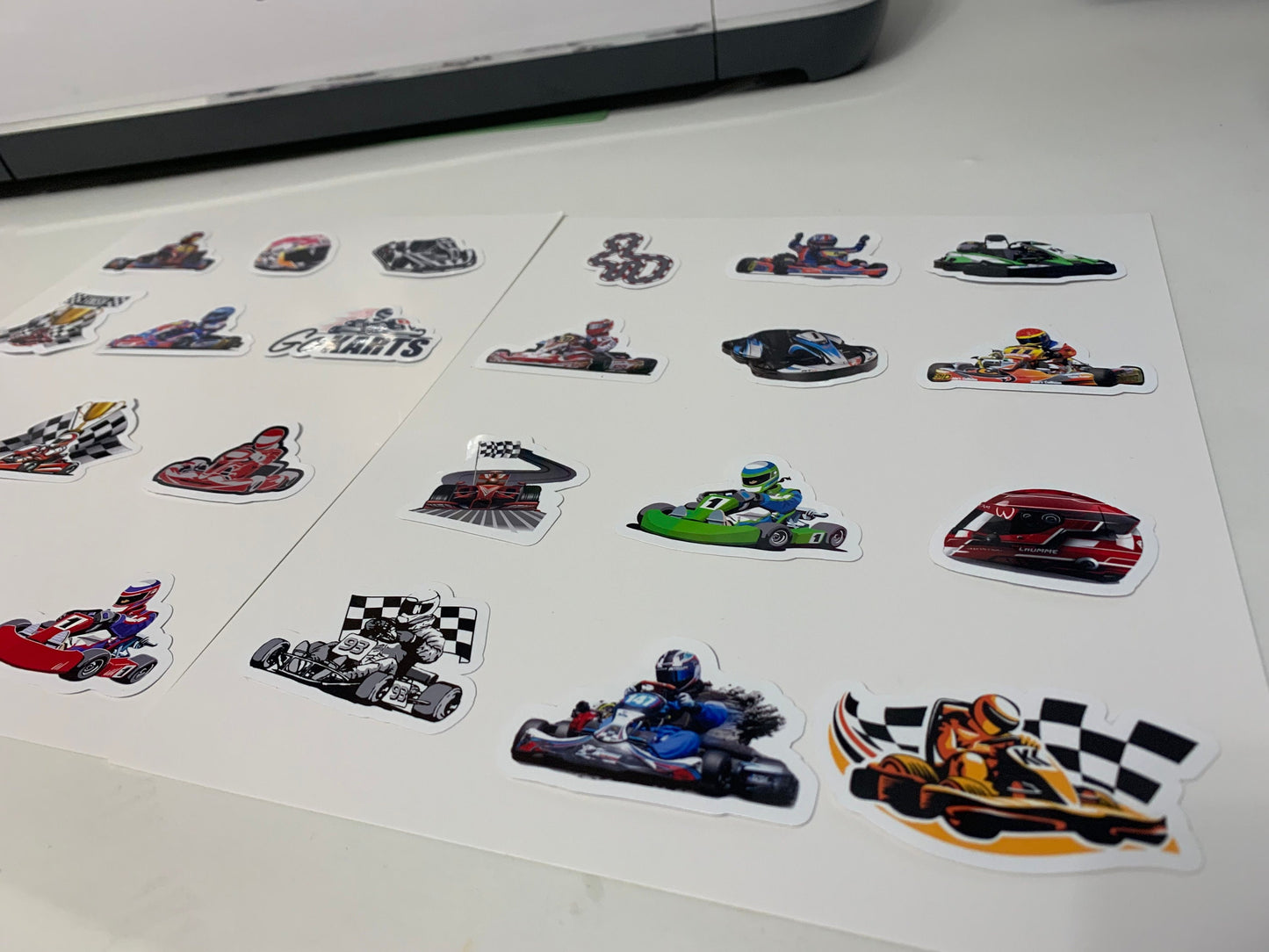 Go Kart Stickers Package, aesthetic gifts for kid's party, vinyl stickers for laptop and notebook: (24 pieces)