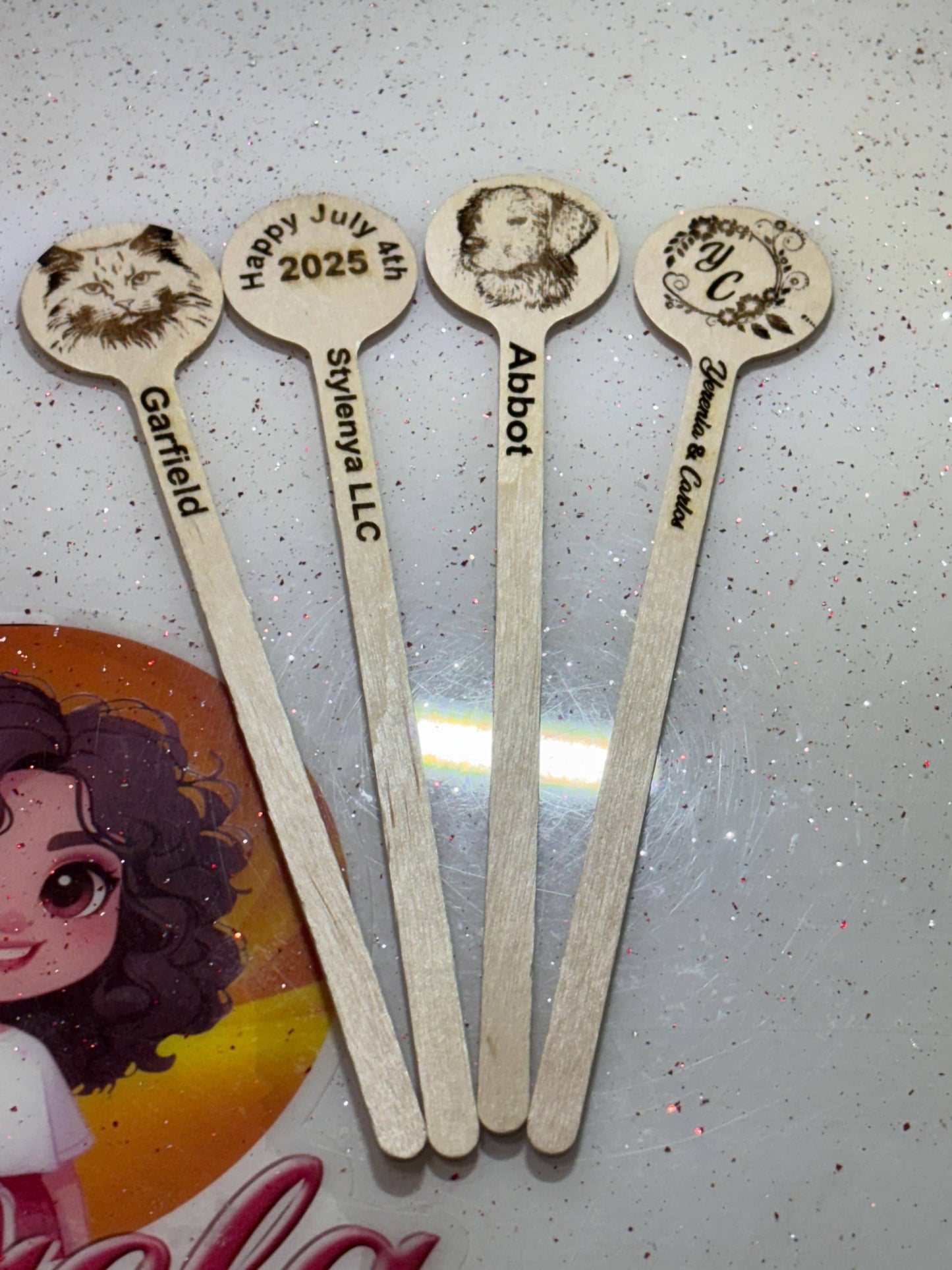Custom Wooden Drink Stirrers – Eco-Friendly Engraved Cocktail Sticks – Sets of 25, 50, 100+