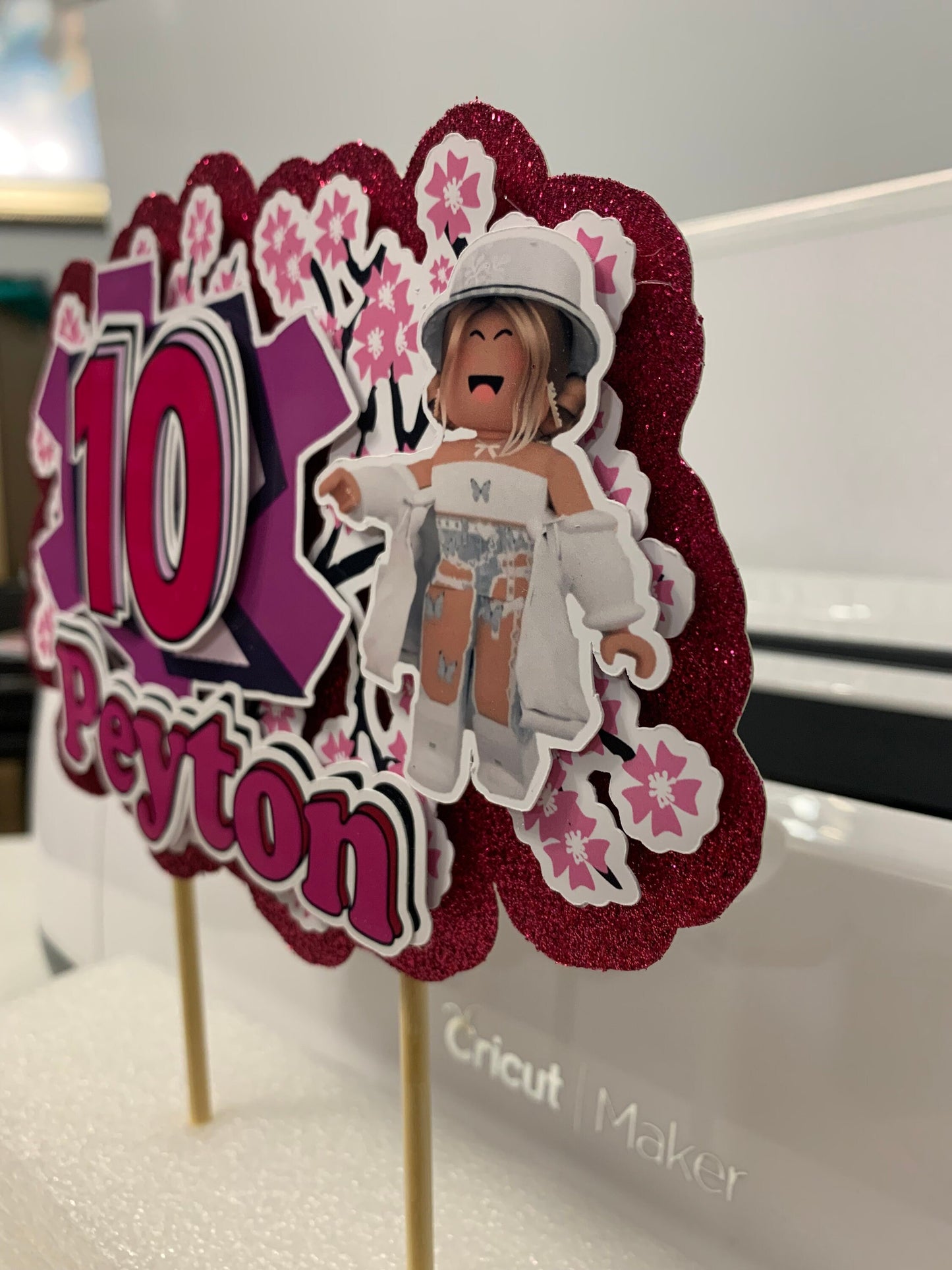 Cake Topper 3D for Gamers Girls, Gamer Girl Party Decoration
