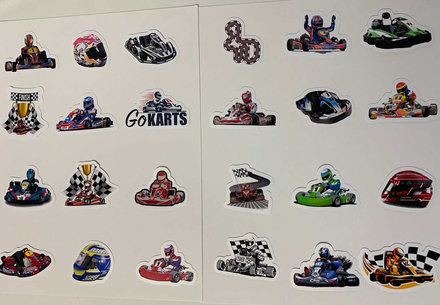 Go Kart Stickers Package, aesthetic gifts for kid's party, vinyl stickers for laptop and notebook: (24 pieces)