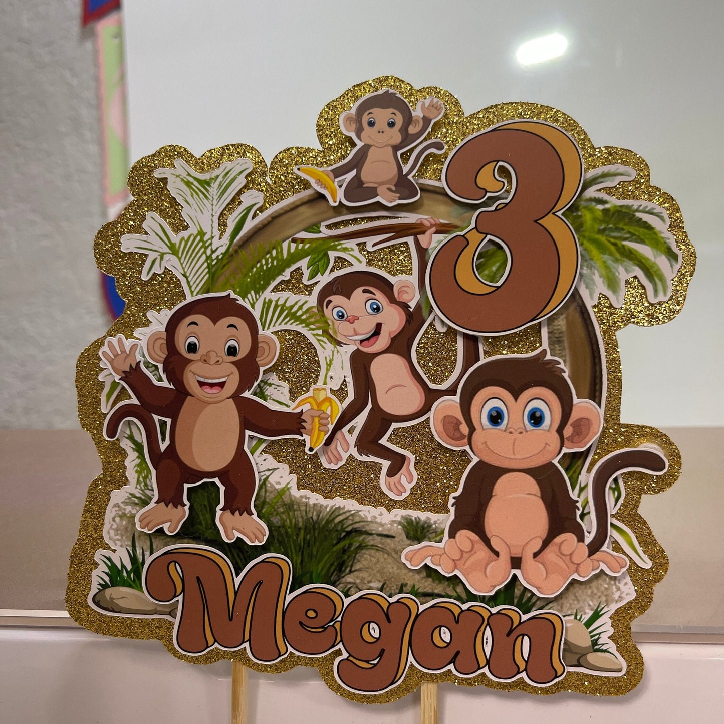 Cute Monkey Cake Toppers, Monkey Party Decoration, Little Monkey Party, Monkey Cake Toppers Decoration, Custom Monkey Cake Topper
