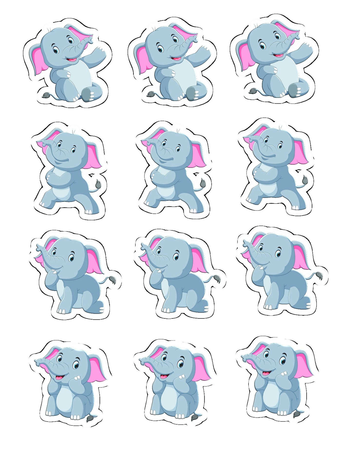 Elephants Cupcake Toppers for Boys (package of 12) Digital Version
