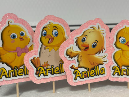 Cute Chickens Cupcake Toppers, Chickens Party Decoration, Little Chickens Party (package of 12)