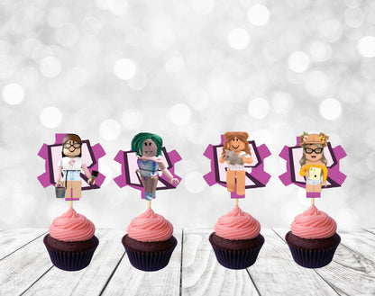 Cupcake Topper for Gamers Girls, Gamers Girls Party Decoration (Package of 12)