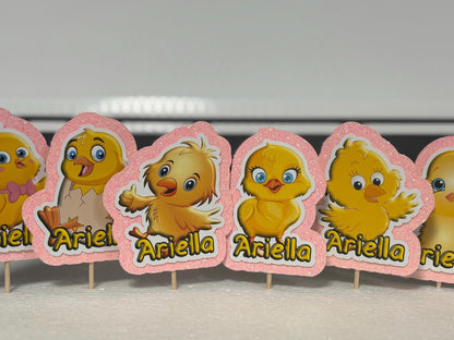Cute Chickens Cupcake Toppers, Chickens Party Decoration, Little Chickens Party (package of 12)