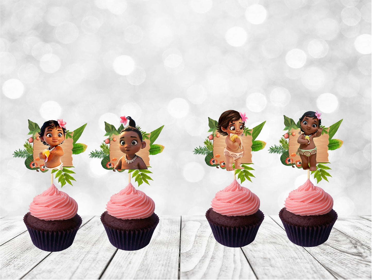 Baby Island Girl Cupcake Topper, Baby Island Party Decoration