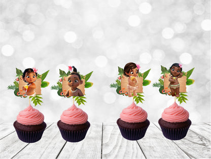 Baby Island Girl Cupcake Topper, Baby Island Party Decoration