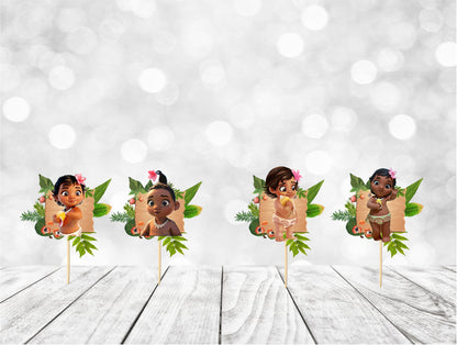 Baby Island Girl Cupcake Topper, Baby Island Party Decoration