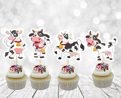 Cute Cows Cupcake Toppers, Cows Party Decoration, Little Cows Party (package of 12)