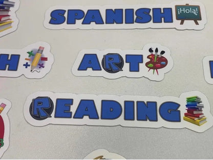 Gamer's Theme -Vinyl Stickers with Cute Subject to School, Waterproof stickers -Custom subject tags. (pkg of 15)