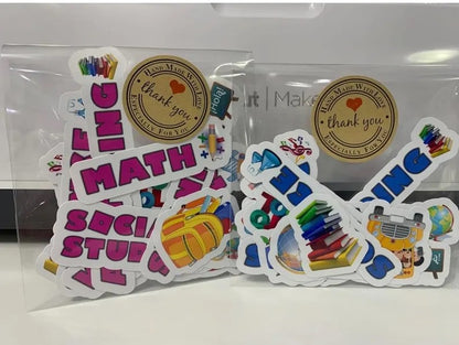 Gamer's Theme -Vinyl Stickers with Cute Subject to School, Waterproof stickers -Custom subject tags. (pkg of 15)